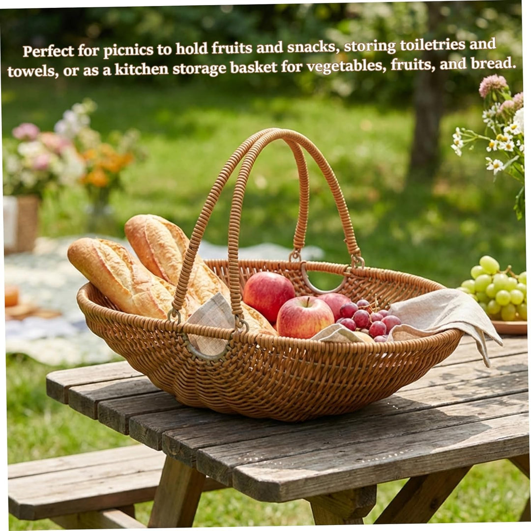 Grosser PP-Gewebe-Sammelkorb mit klappbarem Griff – Erntekorb für Gartengemüse für Picknick, Bauernh