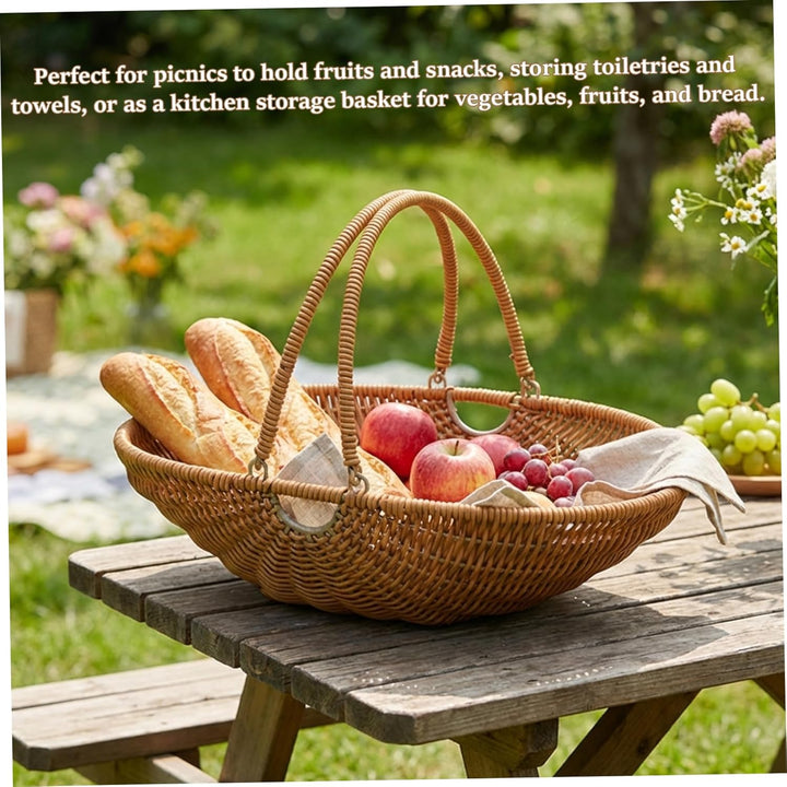 Grosser PP-Gewebe-Sammelkorb mit klappbarem Griff – Erntekorb für Gartengemüse für Picknick, Bauernh