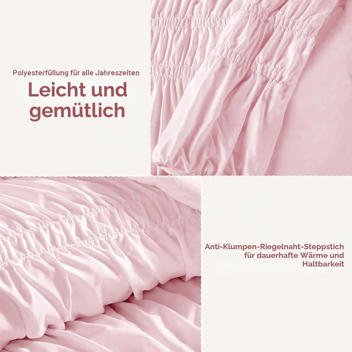 Sedefen Seersucker Bettwäsche 135x200 Rosa Mädchen Aesthetic clean Girl Bettwäsche Set Shabby Chic F