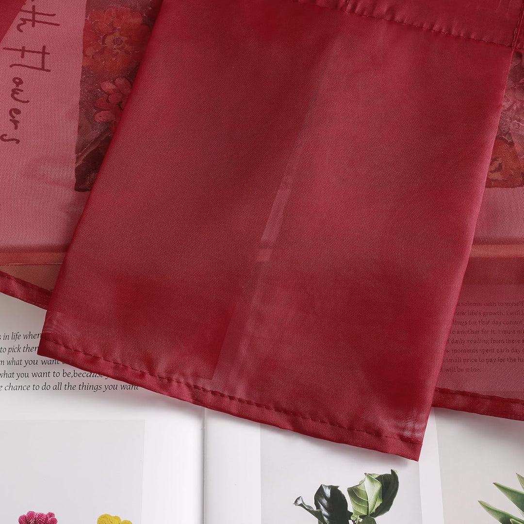HongYa transparenter Voile Scheibengardine Tunnelzug Kurzstore Küche Kleinfenster Gardine H/B 145/14