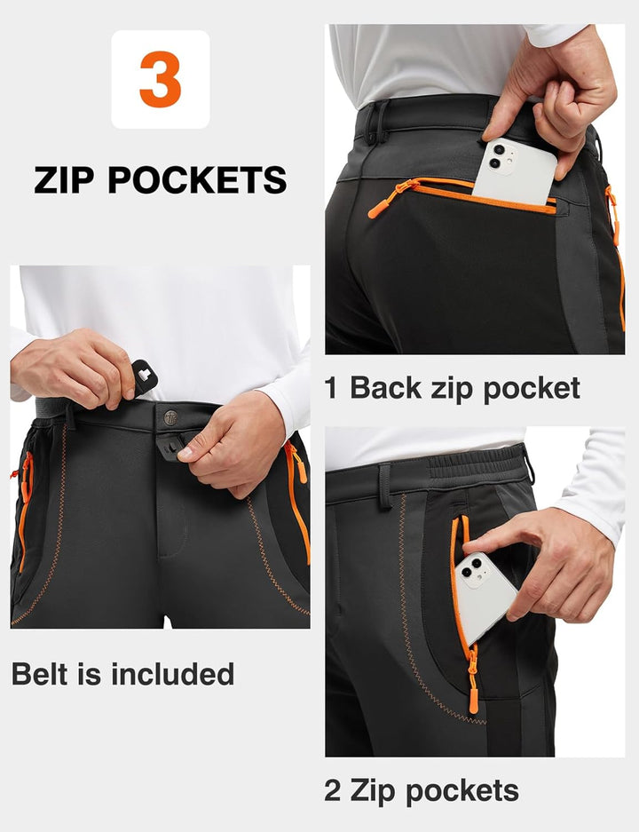 donhobo Herren Wanderhose Gefüttert Winterhose Wasserdicht Winddicht Warm Verdickte Softshellhose Ou