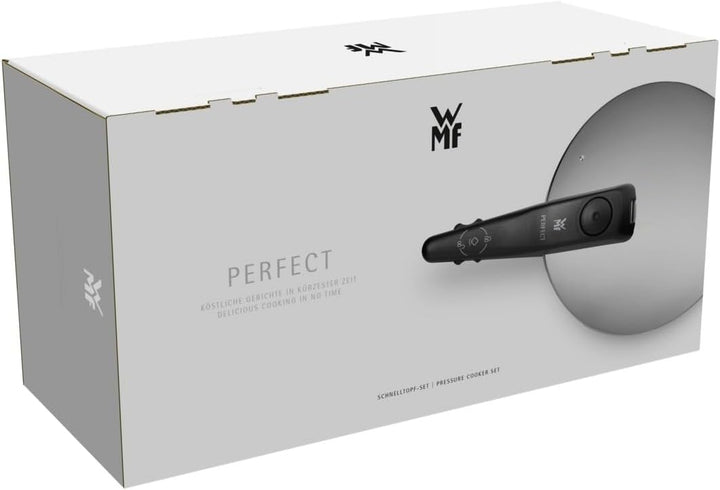 WMF Perfect Schnellkochtopf Set Induktion 2-teilig, Dampfkochtopf 8,5l + 4,5l mit Einsatz, grosses K