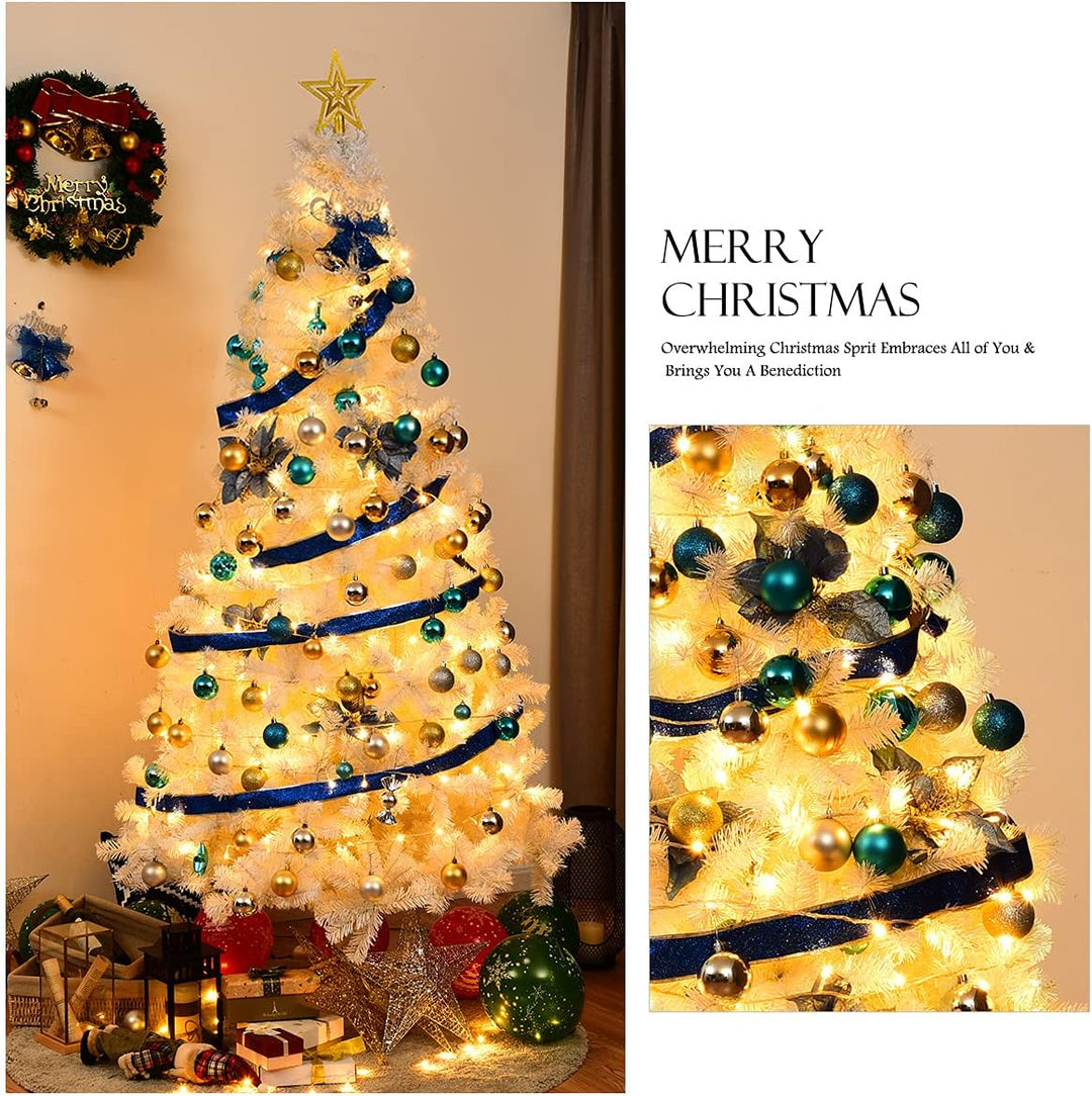 RELAX4LIFE Weisser künstlicher Weihnachtsbaum 150/180/210/240cm, Tannenbaum Christbaum, inkl. Metall