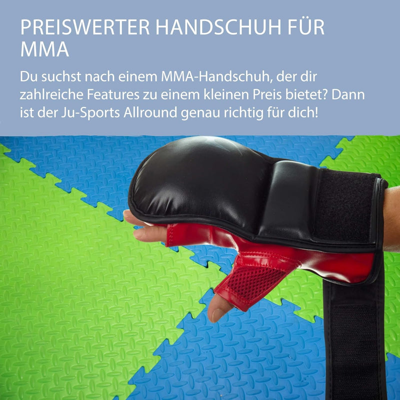 Ju-Sports MMA Handschuhe Allround - Stabiler Sparring Handschuh mit V-Einschnitt, Daumenschutz & Han