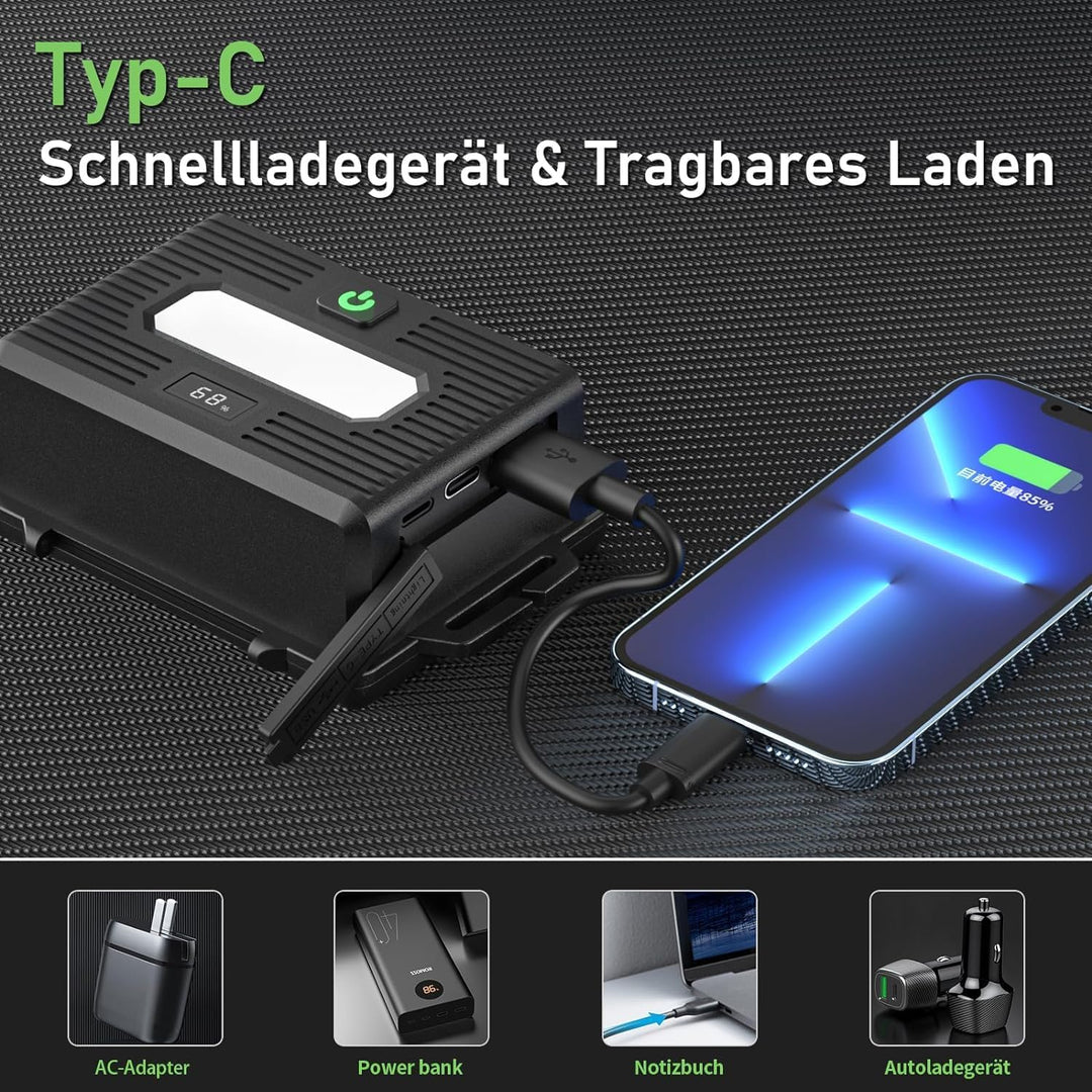 Sogdeco Stirnlampe Led Wiederaufladbar,Superhell 90000 Lumens 7800 mAh 10 Lichtmodi Kopflampe Stirnl
