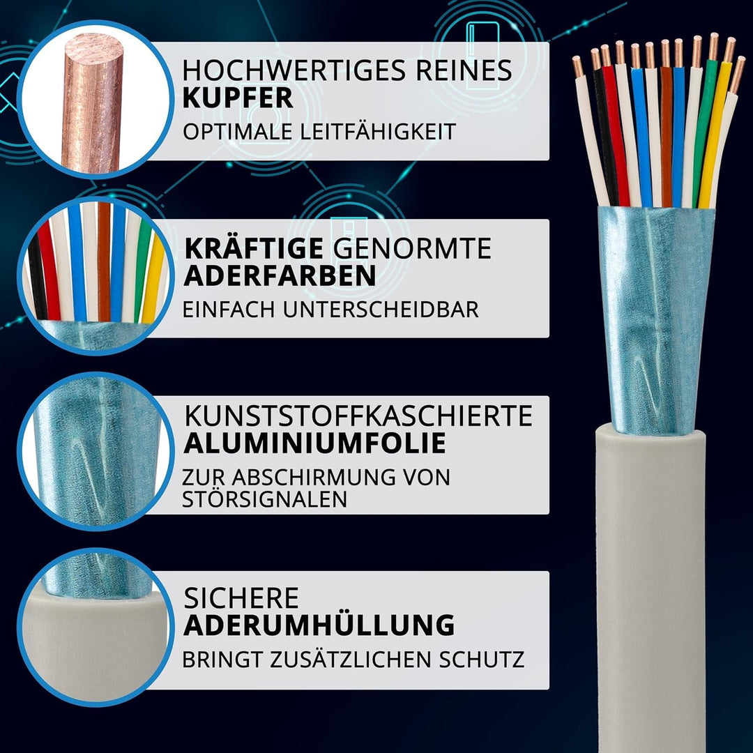 EBROM Fernmeldeleitung Telefonkabel Datenübertragung J-Y(St) Y 6x2x0,6 mm geschirmt - Meterware auf