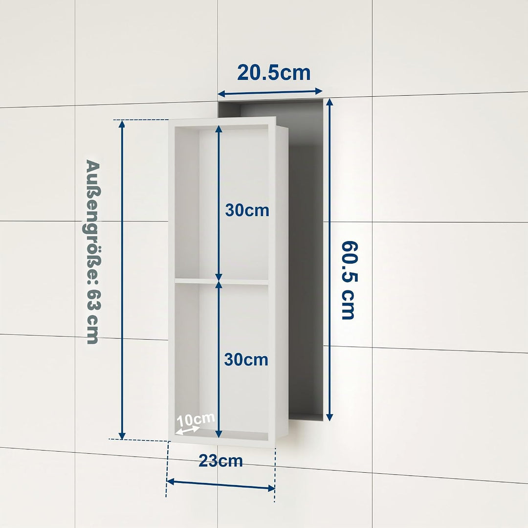 Neodrain Wandnische Dusche Edelstahl Duschnische Doppelregal für Badezimmer 60 x 20 cm, Doppelschich