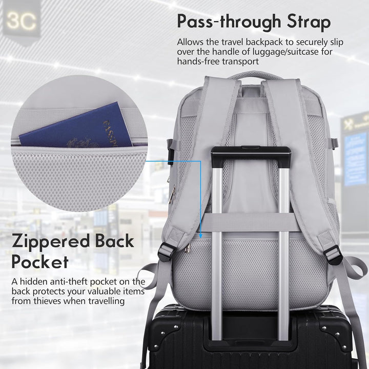 MOMUVO Reiserucksack, Rucksack Handgepäck Flugzeug, Ryanair Handgepäck 46x31x20, mit 17.3 Zoll Lapto
