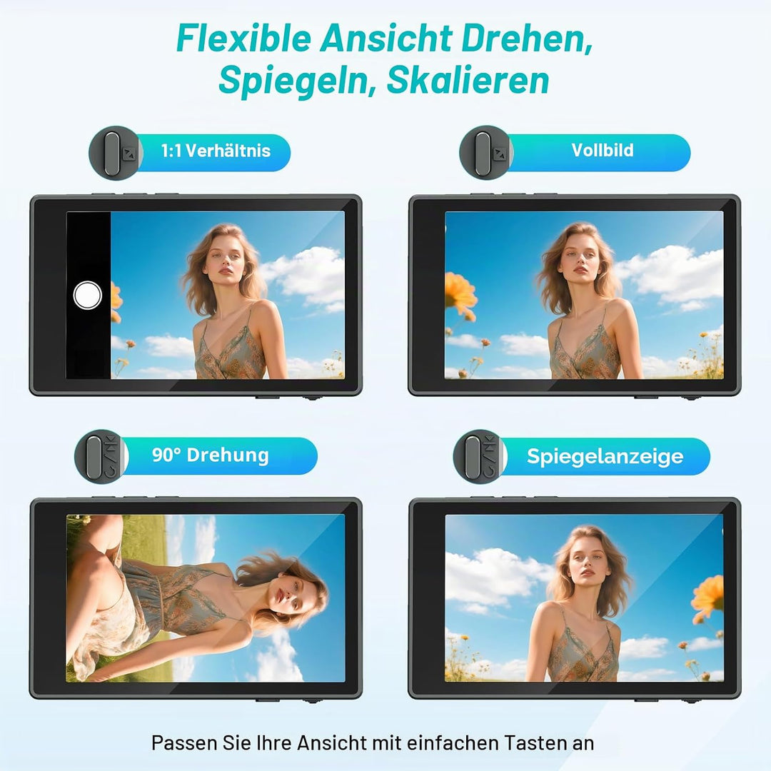 Qoosea Handy Selfie Monitor 4" Magnetisch, 1080P Wireless Selfie Monitor Bildschirm mit Lautsprecher