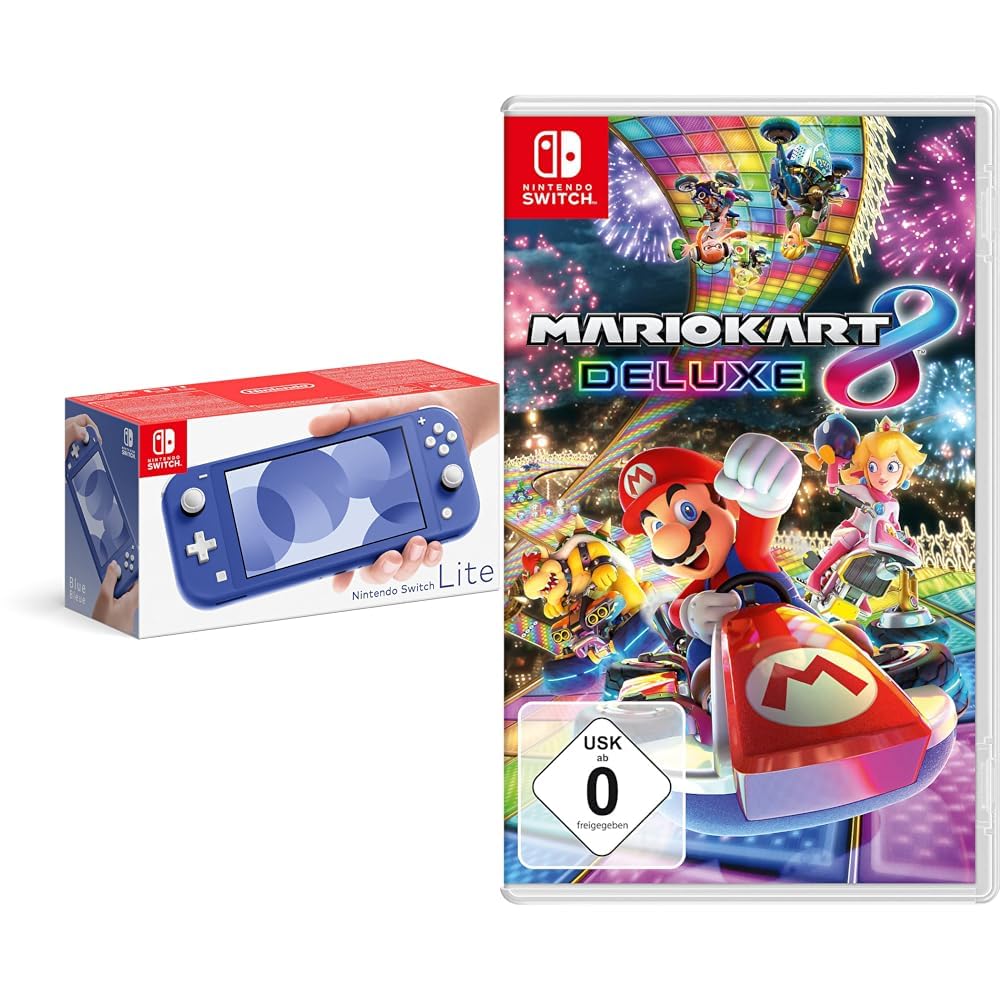 Nintendo Switch Lite, Standard, Blau + Mario Kart 8 Deluxe - [Nintendo Switch], Blau + Mario Kart 8