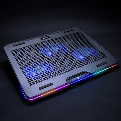 KLIM Aurora + Laptop-RGB-Kühler- 11 bis 17 Zoll + Laptop-Gaming-Kühlung + USB-Lüfter + Stabil und le
