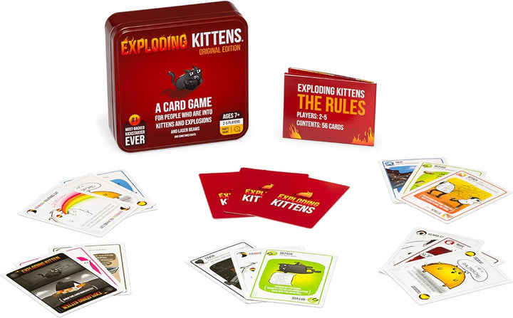 Exploding Kittens Original Edition in a Collectible TIN - Hilarious Card Game for Family - Party Gam