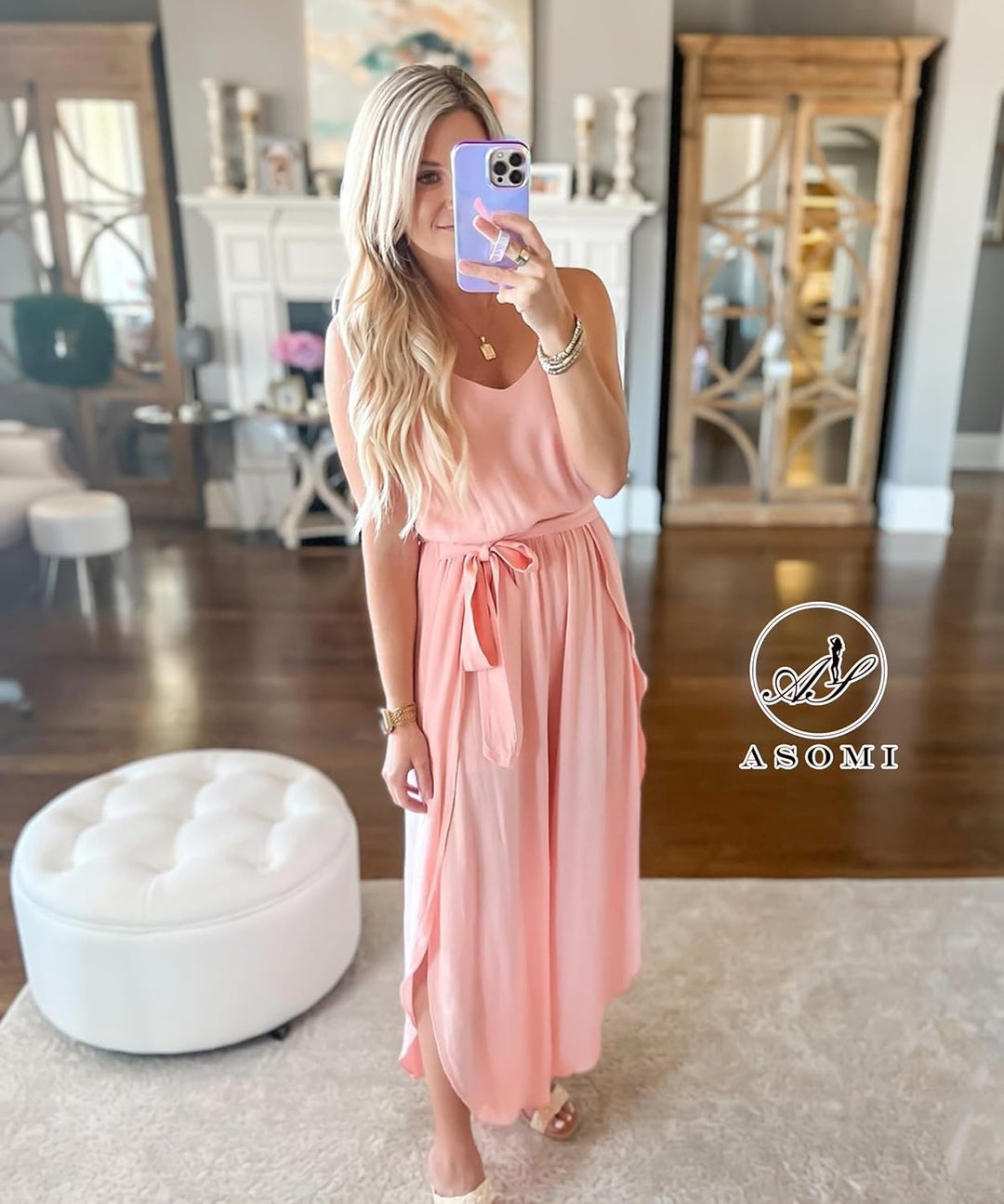 ASOMI Jumpsuit Damen Sommer Lang: Sexy Cocktail Elegant Mode Gürtel Overall Hochzeit Hawaii Urlaub S