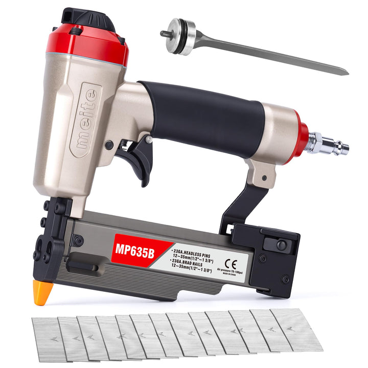 meite MP635B 23-Gauge Stiftnagler mit 10.000 Stück 25 mm Stiftnägel, kompakte pneumatische Pin-Nagle