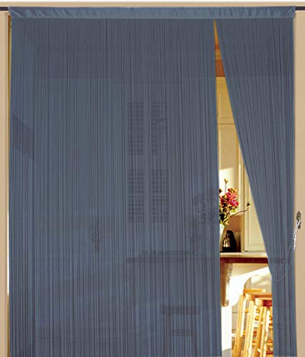 Kaikoon Fadenvorhang Fadenstore Messe B1 schwer entflammbar 150 cm x 500 cm (BxH) blaugrau