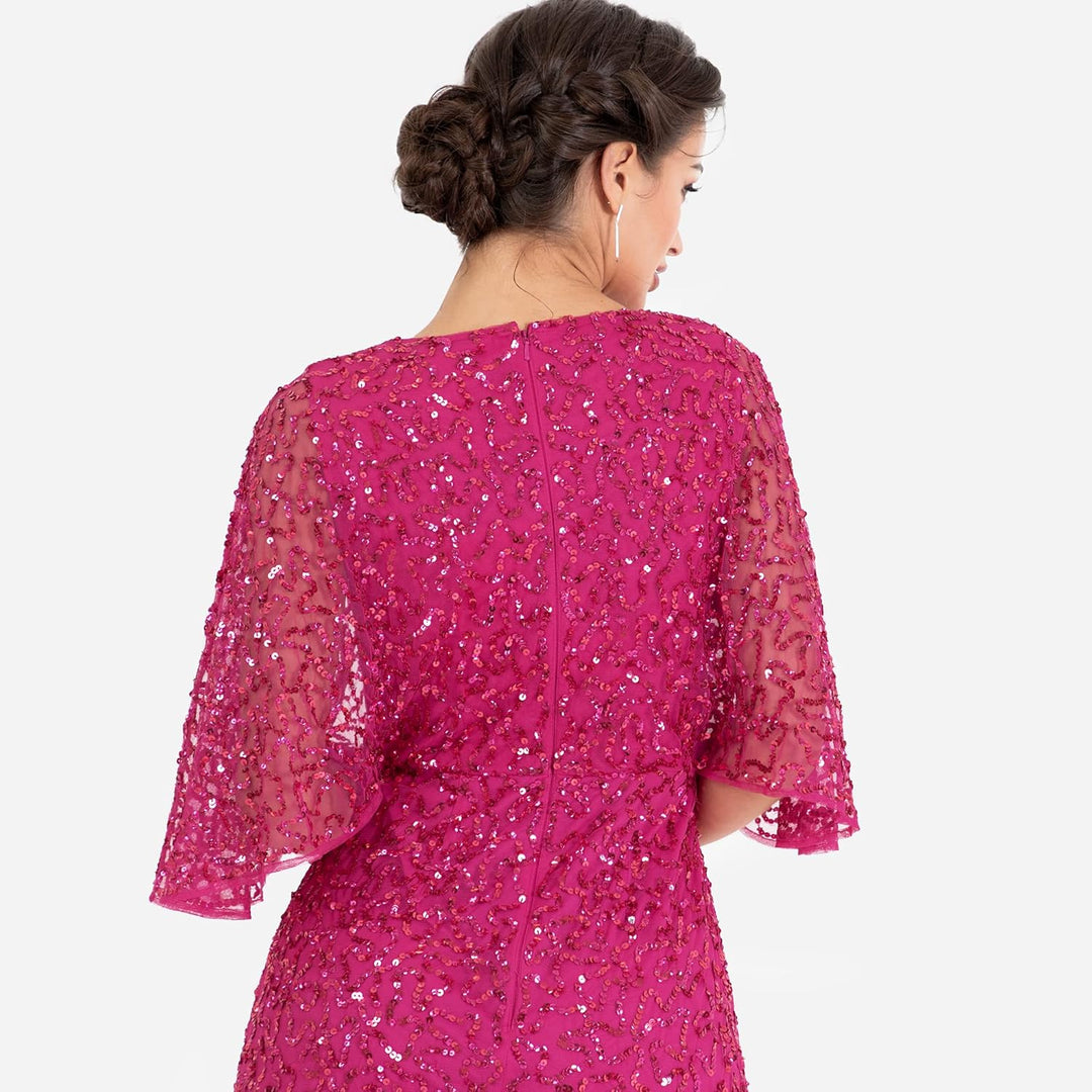 Maya Deluxe Damen Womens Maxi Dress Ladies Sequin Embellished Wrap A-line Dress for Wedding Guest Br
