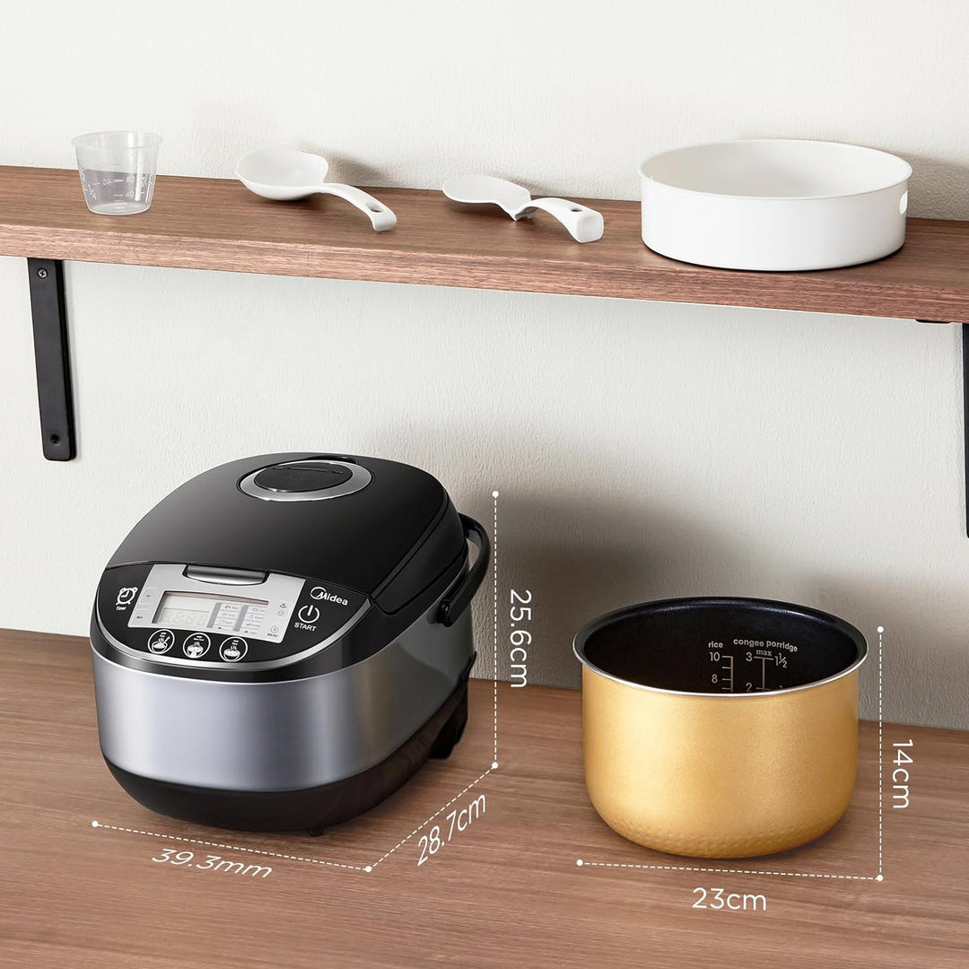 Midea Multifunktionaler Reiskocher mit Dampfgarer (10 Tassen, 1,8 Liter) 11 Multikocher-Funktionen,
