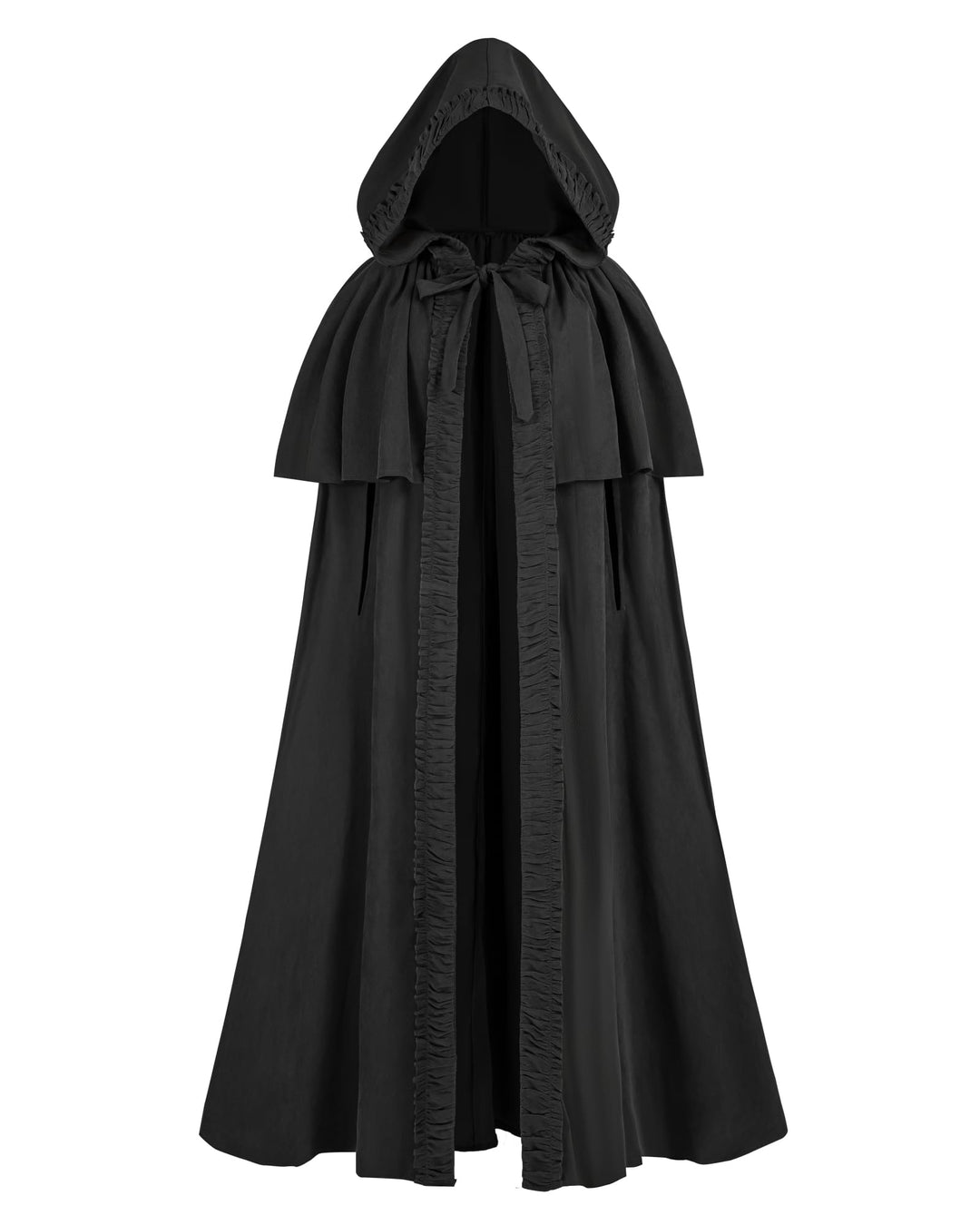 Mittelalter Umhang Damen mit Kapuze – Halloween Cape Vampir Kostüm Hexe Frauen Umhang Schwarz Vampir
