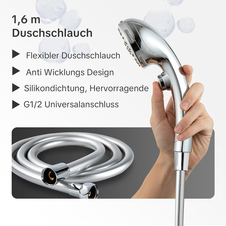 OFFO Wohnmobil Duschkopf mit stoppfunktion, Wassersparend Antikalk Hochdruck Handbrause mit 1,6 m Sc