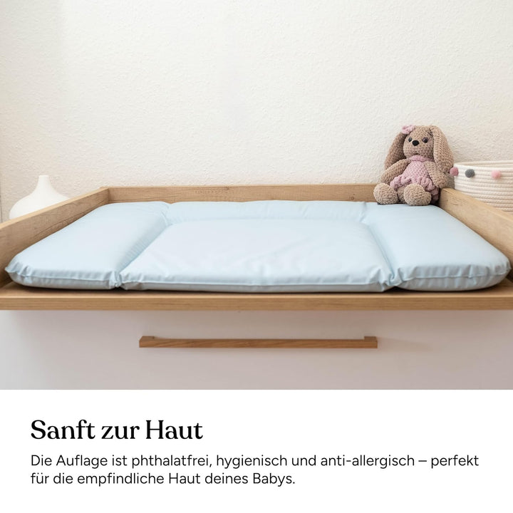 Ehrenkind® Abwaschbare Wickelauflage - Hygienisch, Sicher und Vielseitig in Hellblau | Wickelauflage