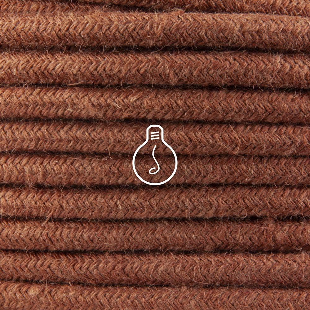 Amarcords - Textilkabel für Lampen BACKSTEIN, rund, Jute, 3 Meter, mit Erdung 3x0,75 - Stoffkabel mi