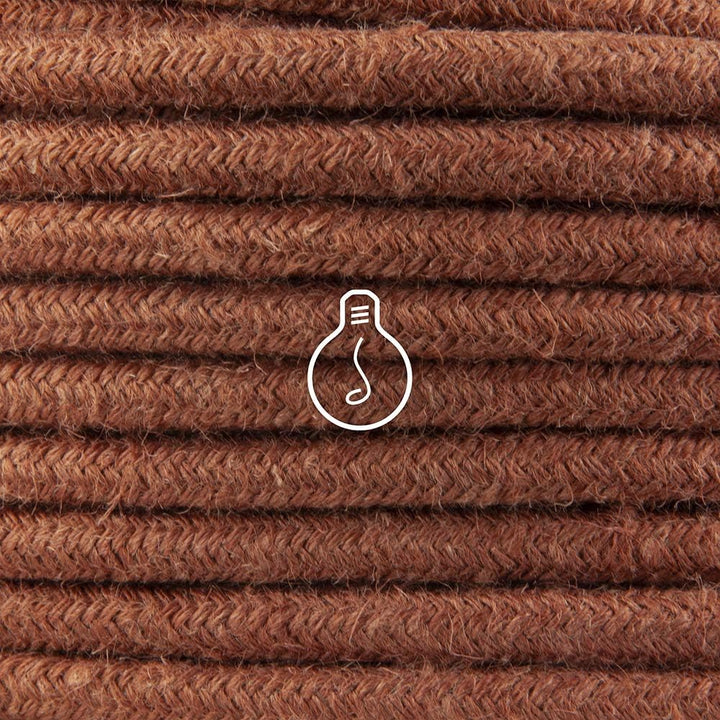 Amarcords - Textilkabel für Lampen BACKSTEIN, rund, Jute, 3 Meter, mit Erdung 3x0,75 - Stoffkabel mi