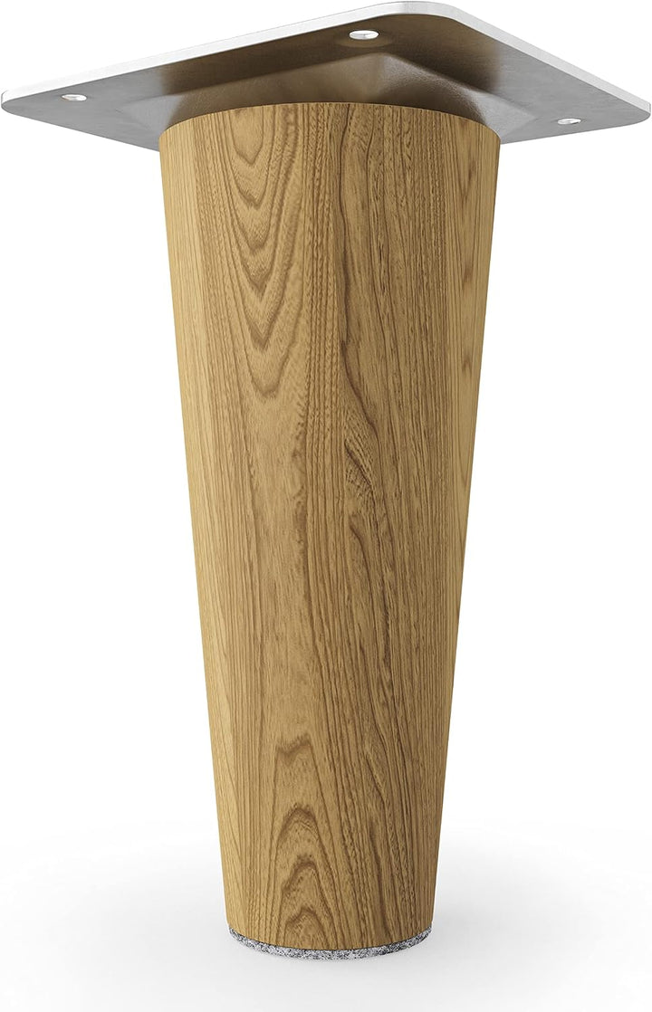 Sossai Möbelfüsse aus Massivholz Eiche mit Öl-Finish, Clif Round HMF1, 10 cm hoch, rund, gerade Ausf