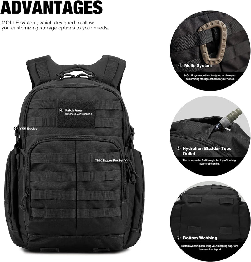 Mardingtop 25L/28L/40L Militär Rucksack Herren Arbeit für Taktischer Assault Wandern Reisen Outdoor