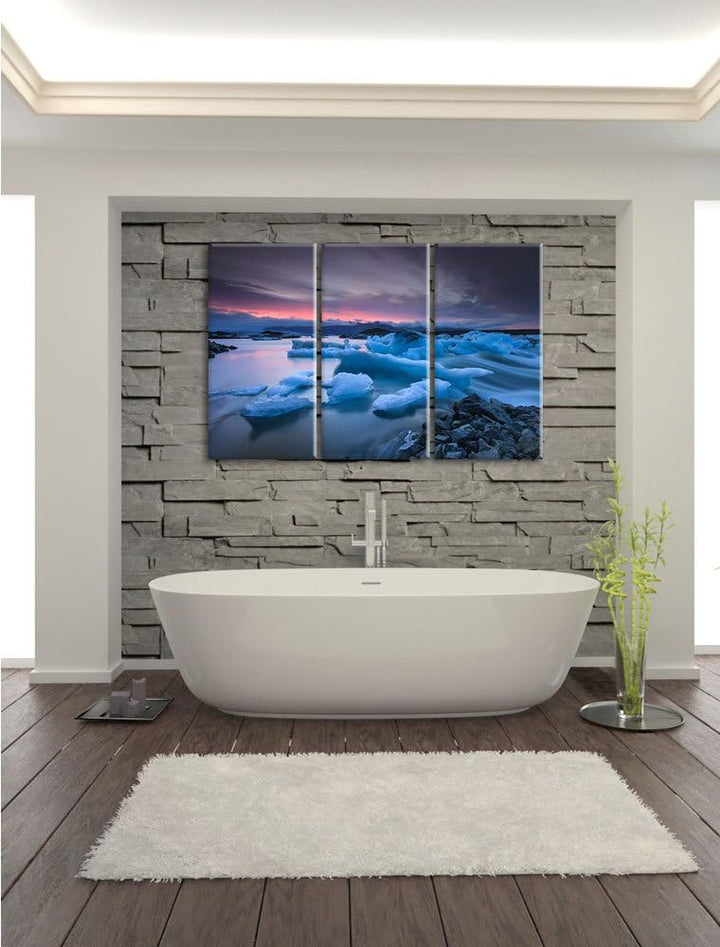 Pixxprint Extreme Eislandschaft als Leinwandbild/Grösse: 3 Teilig (120x80) cm/Wandbild/Kunstdruck/fe
