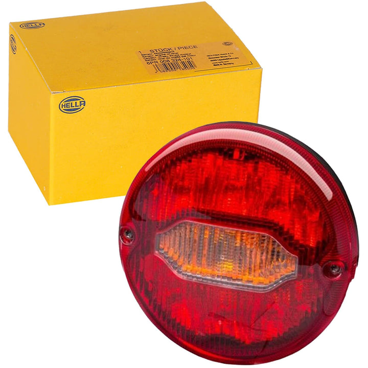 HELLA - Heckleuchte - Hybrid/LED - 24V - geschraubt - Lichtscheibenfarbe: rot/gelb - Kabel: 300mm -
