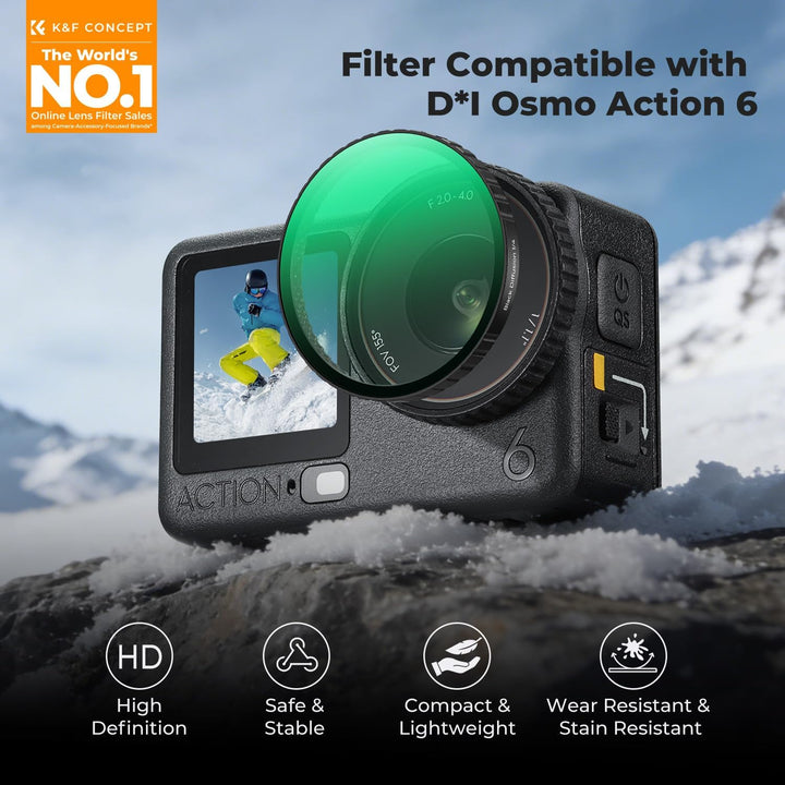 K&amp;F CONCEPT Clip-On Black-Mist 1/4 Filter Kompatibel mit DJI Osmo Action 6, Clip-On Schnellwechsel-F