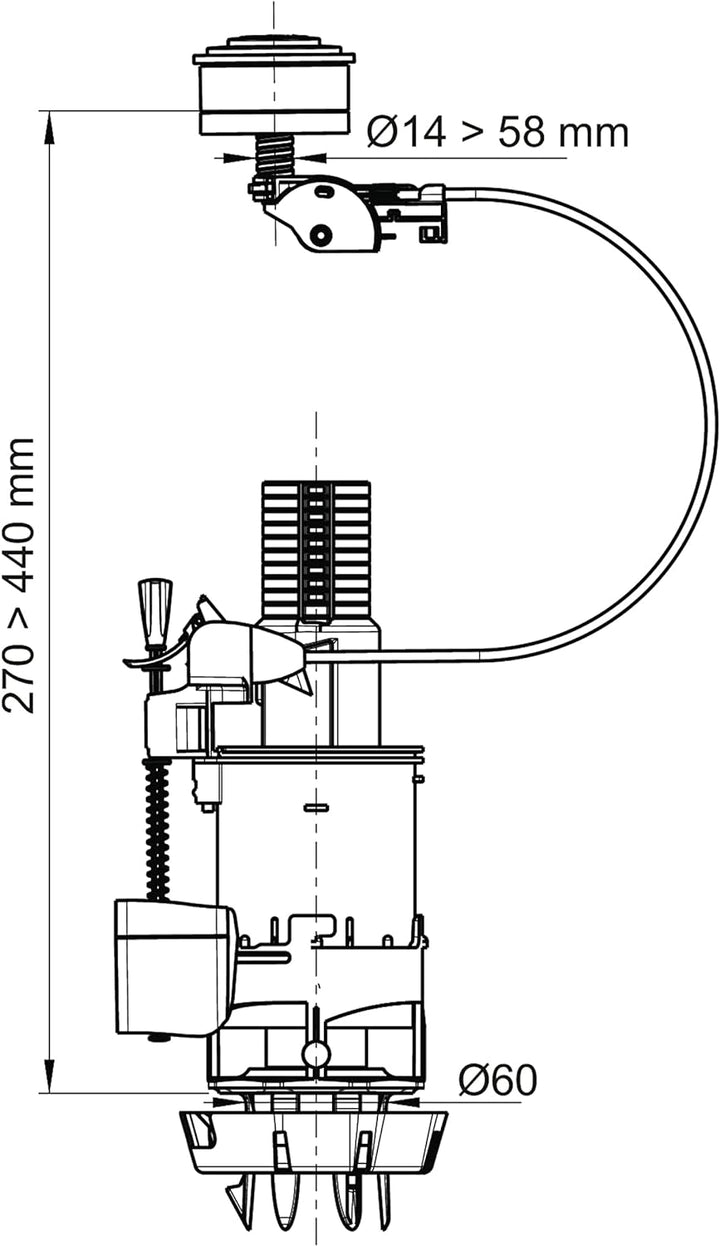 Wirquin 10720605 WC-Mechanismus, 2 Spülungen, Kabel (ohne Demontage des Behälters)