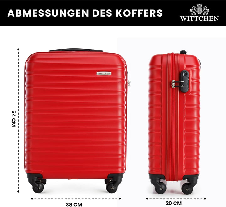 WITTCHEN Reisekoffer Handgepäck Kabinengepäck Rollkoffer Hartschale aus ABS mit 4 Spinner-Rollen Zah