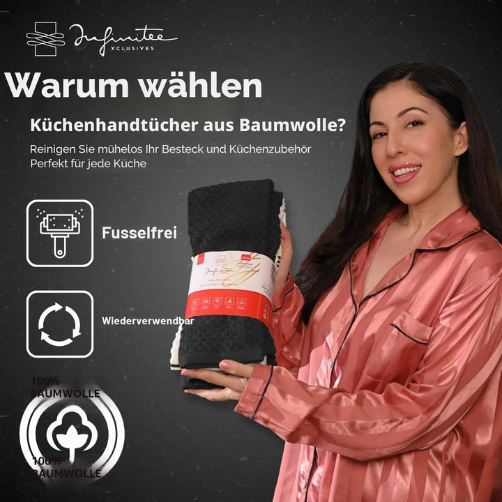 Infinitee Xclusives Küchentücher aus 100 % Baumwolle, ultraweiche Geschirrtücher, super saugfähige F
