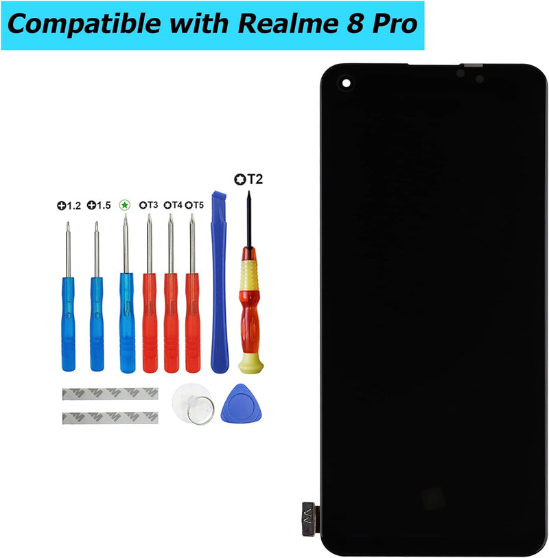 Vvsialeek Ersatz AMOLED Display Kompatibel Für Realme 8 Pro LCD Touch Screen Digitizer Assembly Glas