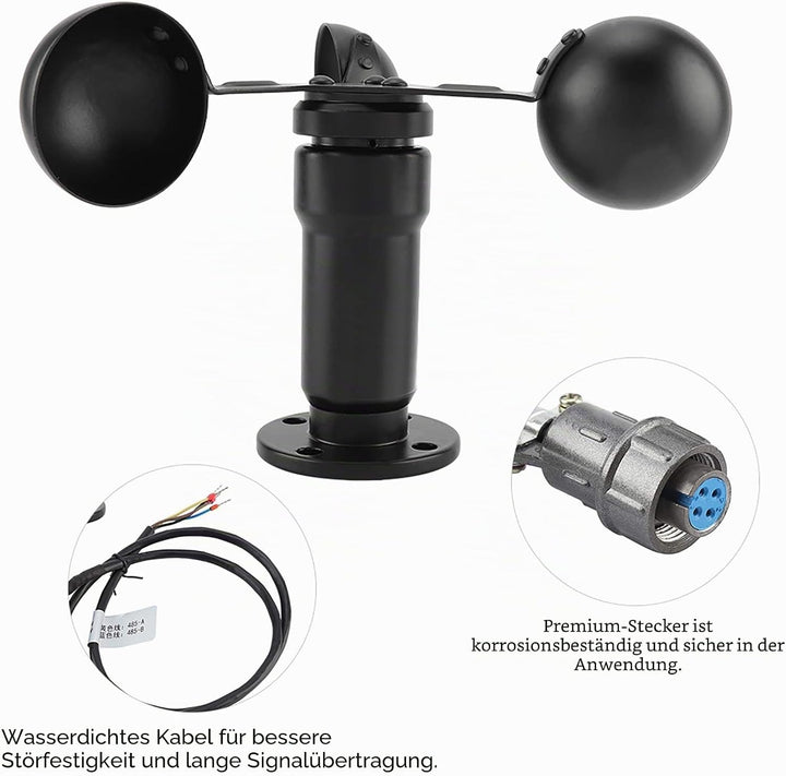 Windgeschwindigkeitssensor 4-20 mA Feuchtigkeitsbeständiger Anemometer mit hochwertigem Luftfahrtkab