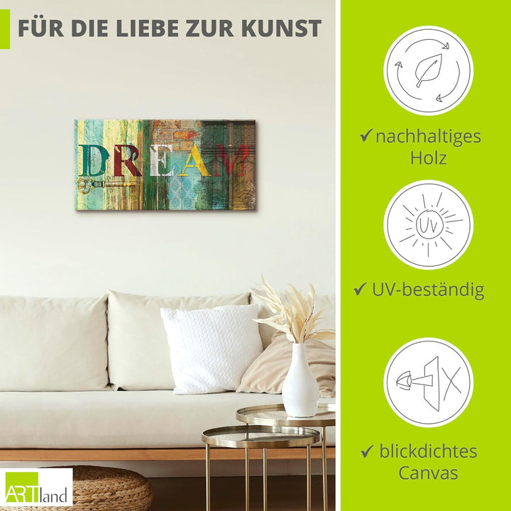 ARTland Leinwandbilder Wandbild Bild auf Leinwand 60 x 30 cm Statement Bilder Sprüche Texte Digitale