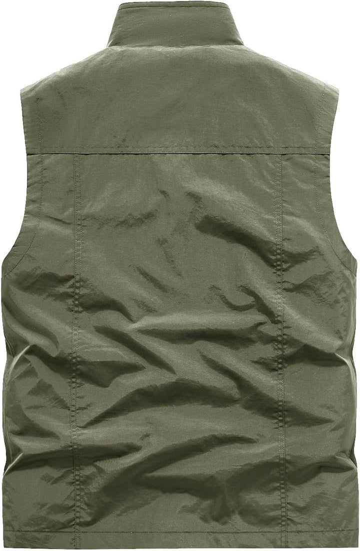 Herren Outdoor Weste Leicht Atmungsaktiv Schnelltrocknende Anglerweste Freizeitweste mit Vielen Tasc
