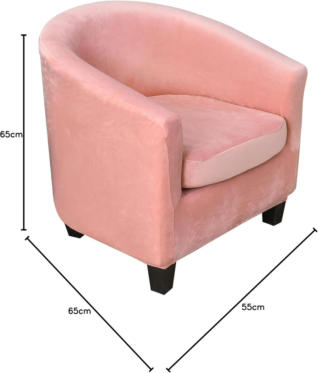 TOPCHANCES 2 Stück Tub Club Stuhlhussen, hohe Stretch-Sessel, Sofa-Schonbezug mit Kissenbezug, Samt-