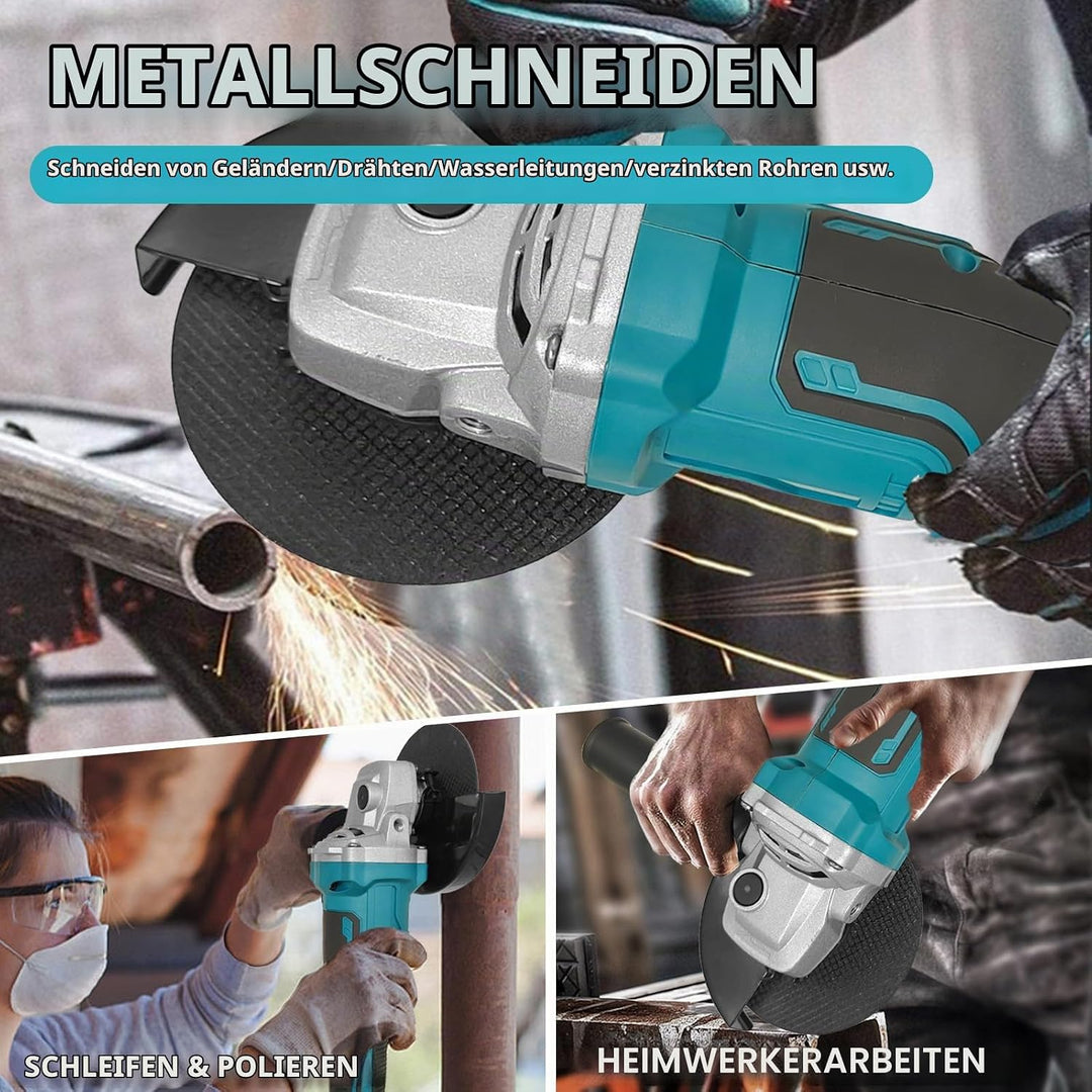 Akku Winkelschleifer Set mit 2x 18V 5000mAh Akkus &amp; Ladegerät – Multischleifer mit 5-in-1 Funktion |