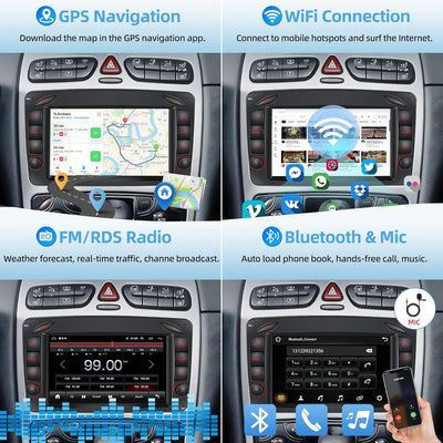 Podofo Autoradio für Mercedes Benz C/CLK/G Klasse W203 W209 W463 Vito 2+32G Android 13 Radio mit App