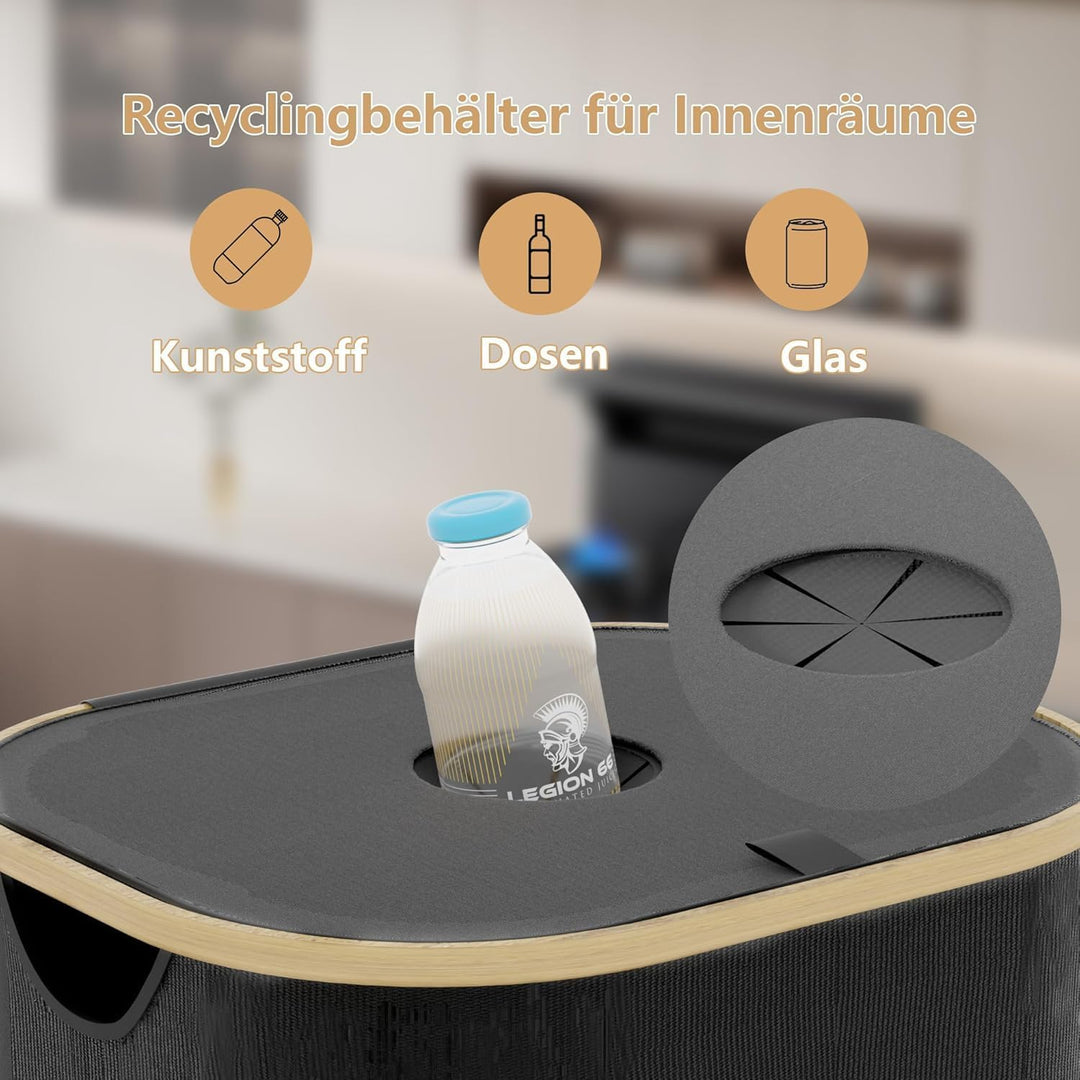 140L Pfandflaschen Sammelbehälter mit Deckel und 2 Aufbewahrungstaschen, faltbarer Sammler für Altgl