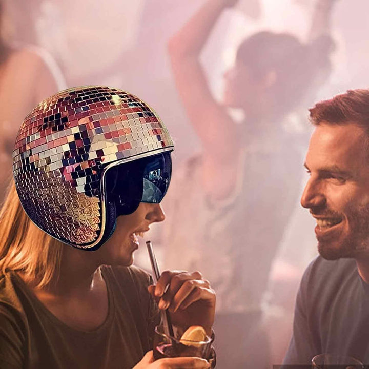 Aizuoni Discokugel-Hüte Disco-Helm, Klassische Disco-Kappe Mit Einziehbarem Sonnenschutz - DiscoKuge