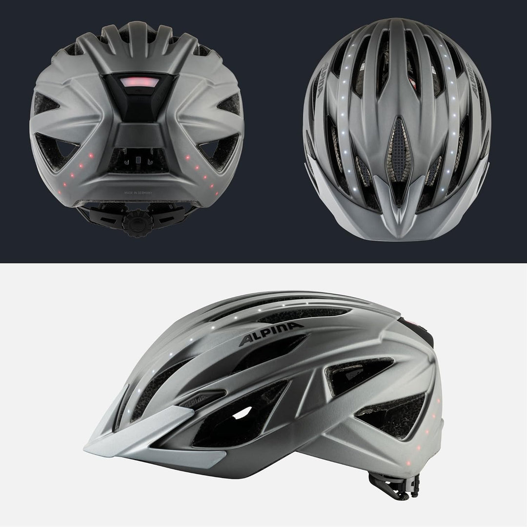 ALPINA HAGA LED - Stossabsorbierender, Beleuchteter & Optimal Anpassbarer Fahrradhelm Mit Integriert