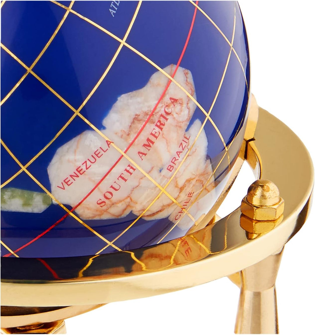 Unique Art 15,2 cm von Blue Lapis Ocean Mini Tischplatte Edelstein Weltkugel mit goldenem Stativ