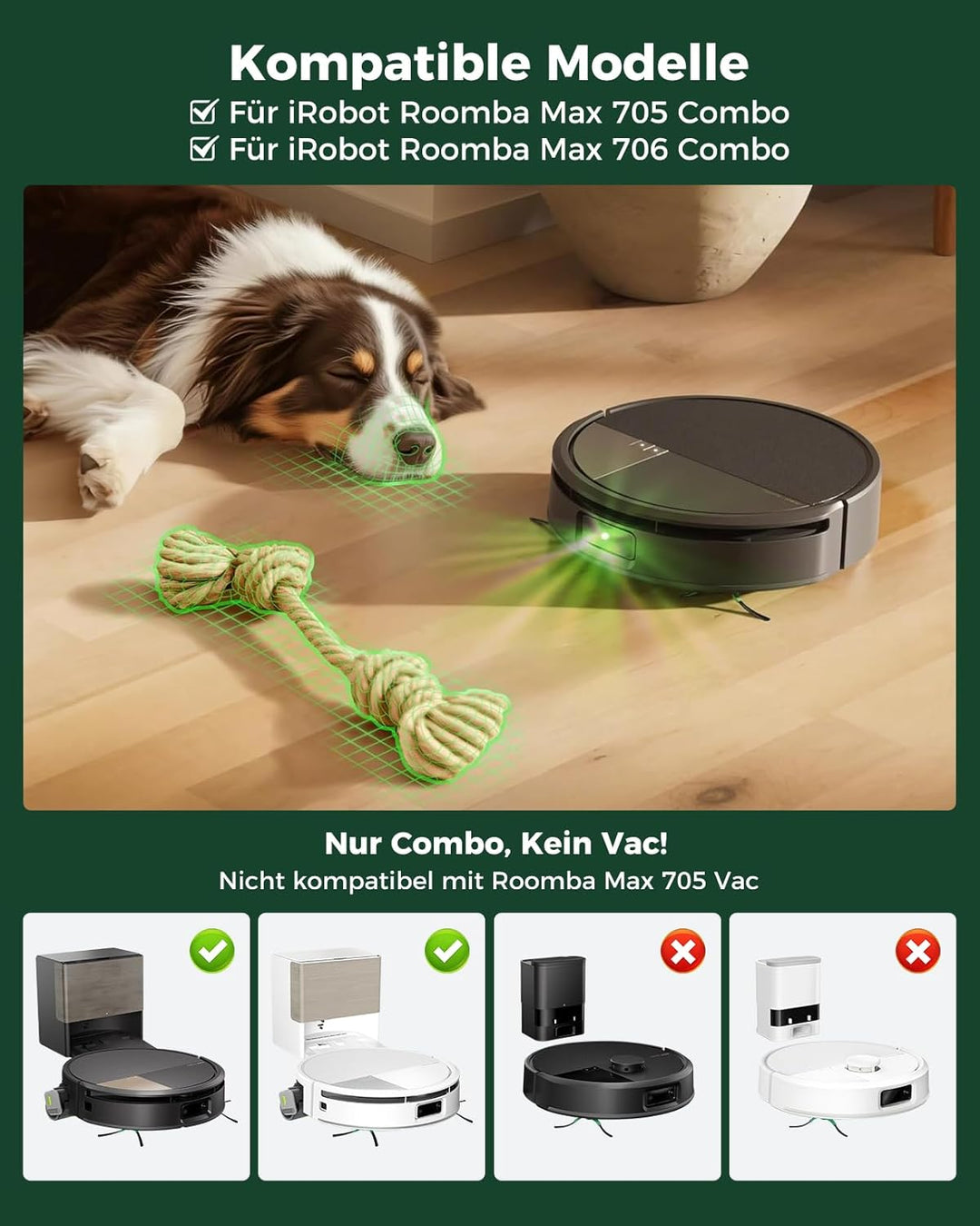 21 Stück Zubehörsets für iRobot Roomba Max 705/706 Combo Robot Staubsauger: 2 Hauptbürste, 2 Rollenw