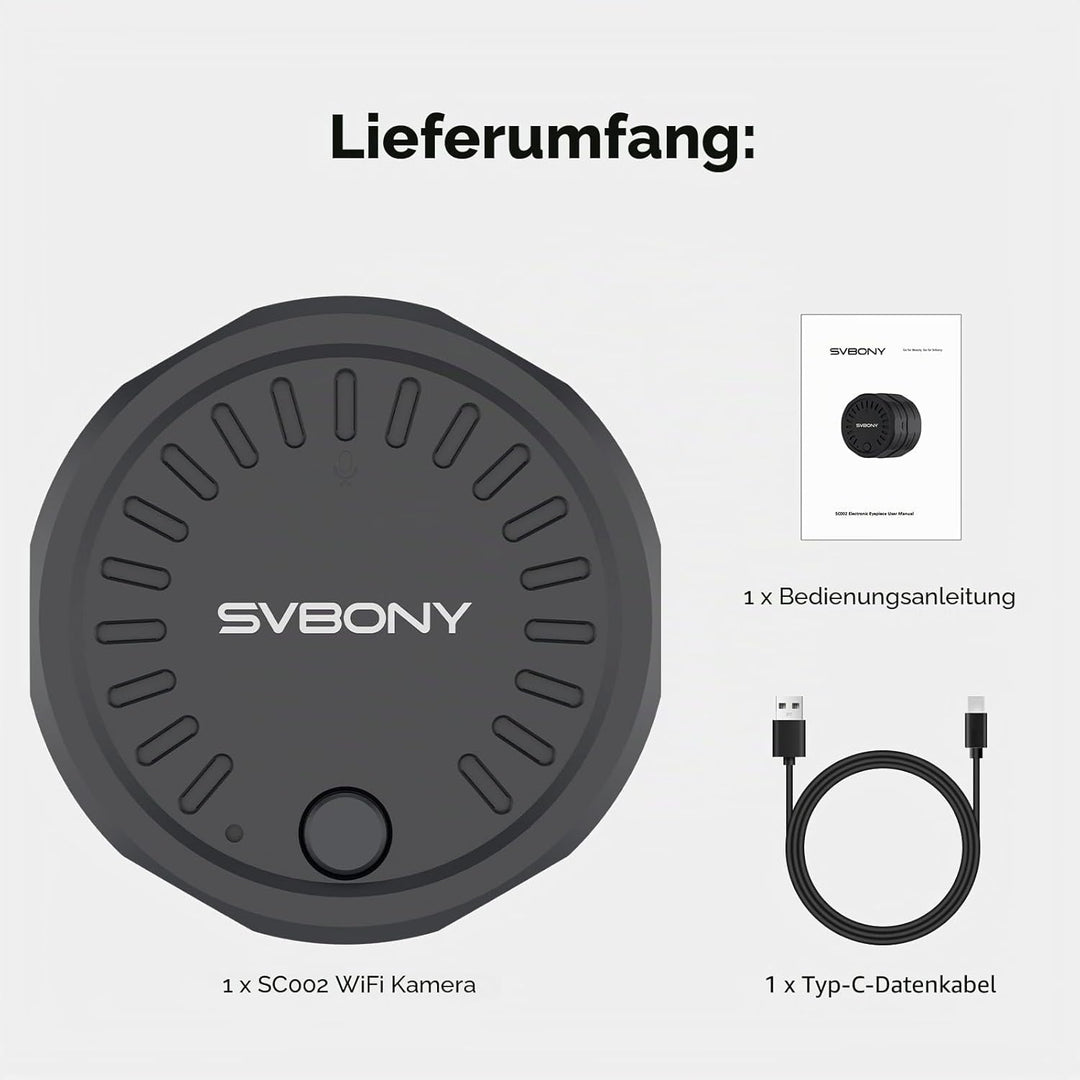 Svbony SC002 WiFi Spektiv Kamera, 2MP 1080P Wireless-Kamera mit 32GB TF-Karte, 10m Übertragung,Typ-C