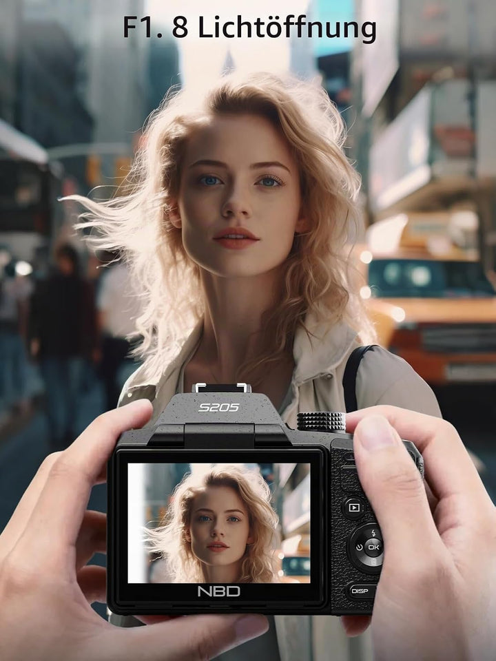 Fotokamera Digitale Monitech 64 MP 8K Kamera für Fotografie mit 2,8-Zoll-Klappdisplay &amp; Blitzschuh,