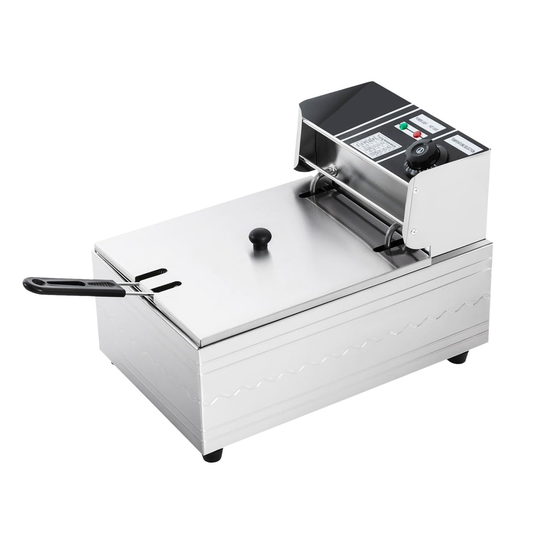 Kommerzielle Fritteuse 2500W mit Einzeltank & Deckel Elektrische Friteuse, Fritteuse mit öl Temperat