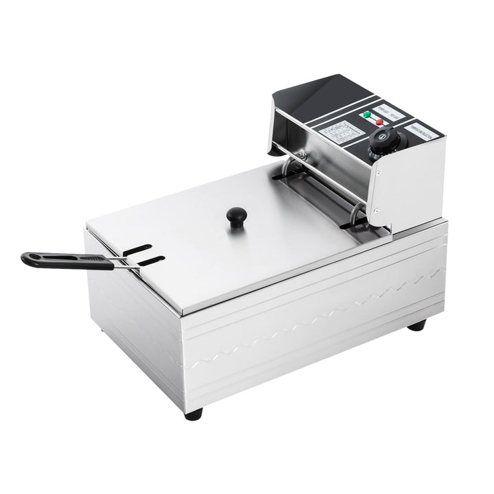 Kommerzielle Fritteuse 2500W mit Einzeltank & Deckel Elektrische Friteuse, Fritteuse mit öl Temperat